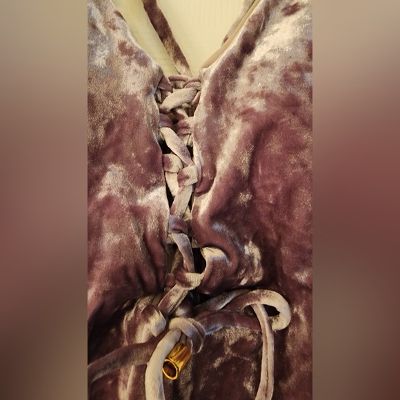 WET Swimwear Retro Summer Becca Purple Velvet Lace-Up One-Piece Swimsuit Size XS - Picture 6 of 11